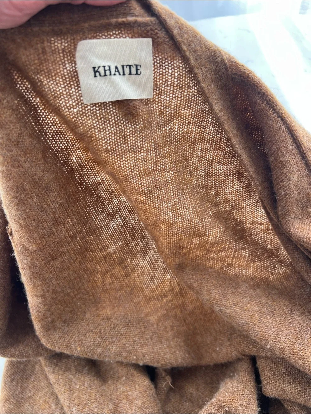 KHAITE Brown 100% cashmere Button-Front V-Neck Cardigan - Picture 5 of 5